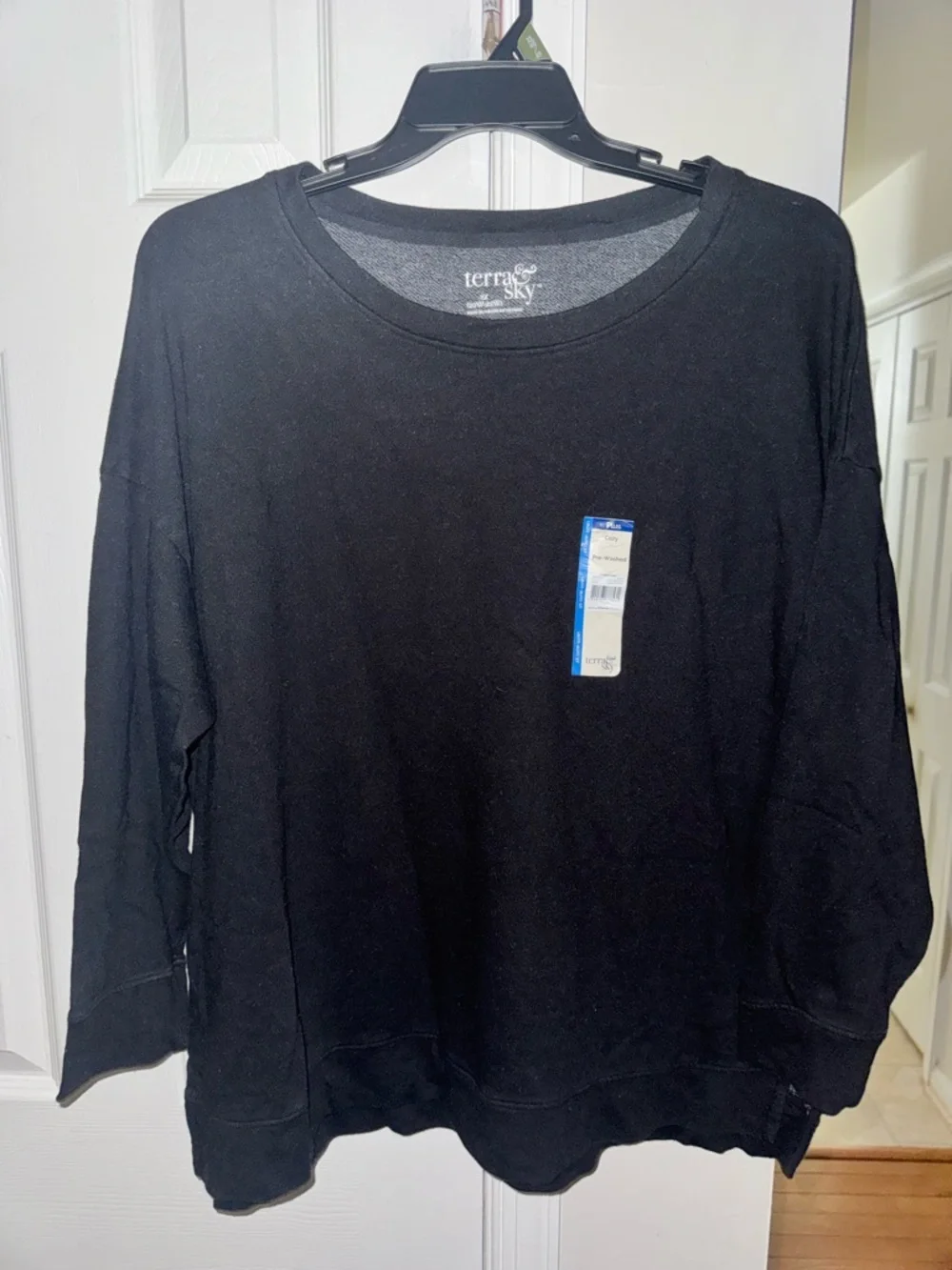 Terra & Sky Plus 2X 20W-22W Black Cozy Pre-Washed Sweatshirt French Terry NWT - Picture 1 of 13